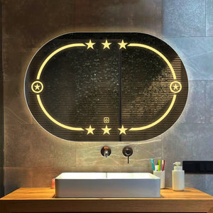 Twinkling Stars Pattern Bathroom Mirror with LED thumbnail